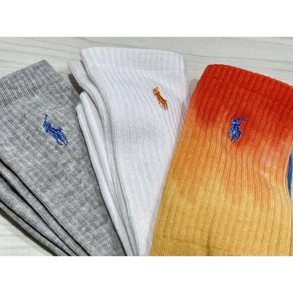 New POLO Ralph Lauren Beach Tie-Dye Crew Sock 3 Pack Women's (Size 4-10-1/2) - Picture 2 of 7